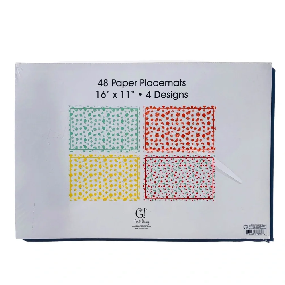G! Fruit Disposable Paper Placemat Pad, Set of 48 (4 designs)